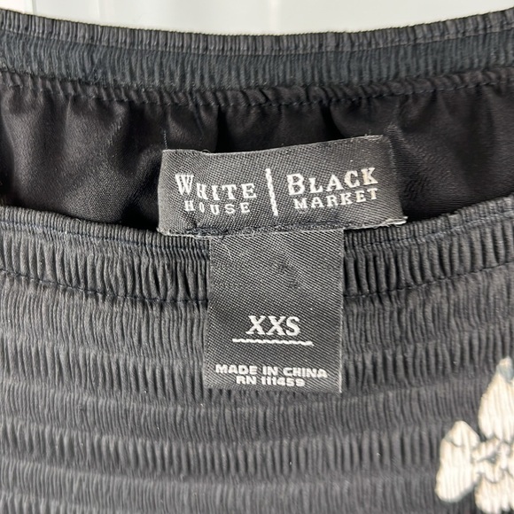 White House Black Market Black with Red Roses Tan Cream Belted Mini Dress, XXS - Picture 7 of 11